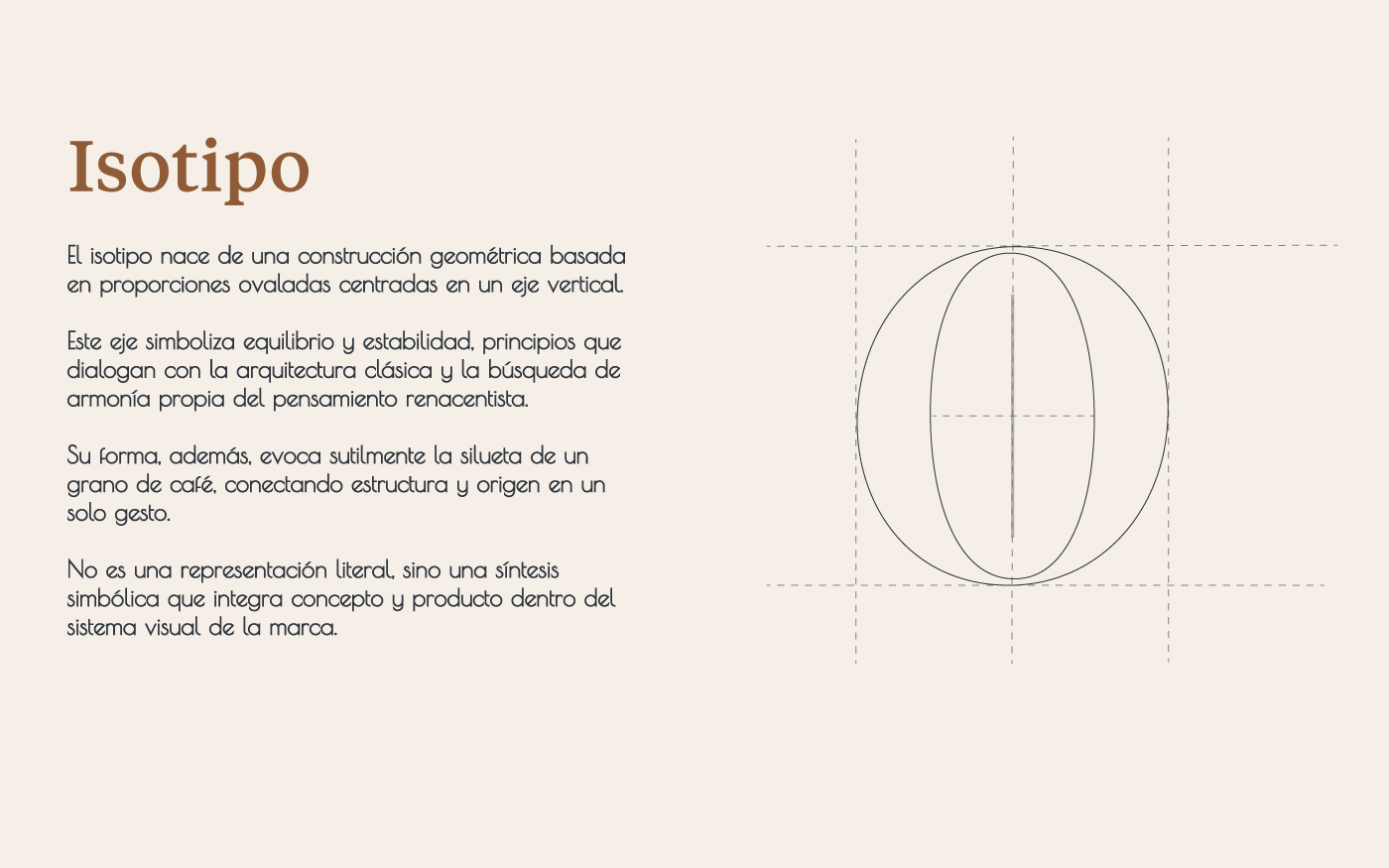 Construcción del logotipo de DOMA con líneas guía y ajustes ópticos